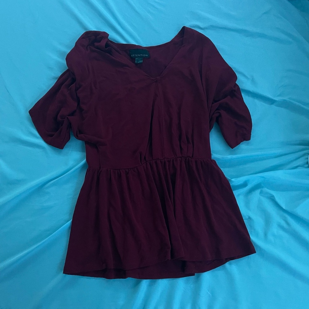 Women's Burgundy Vneck Top